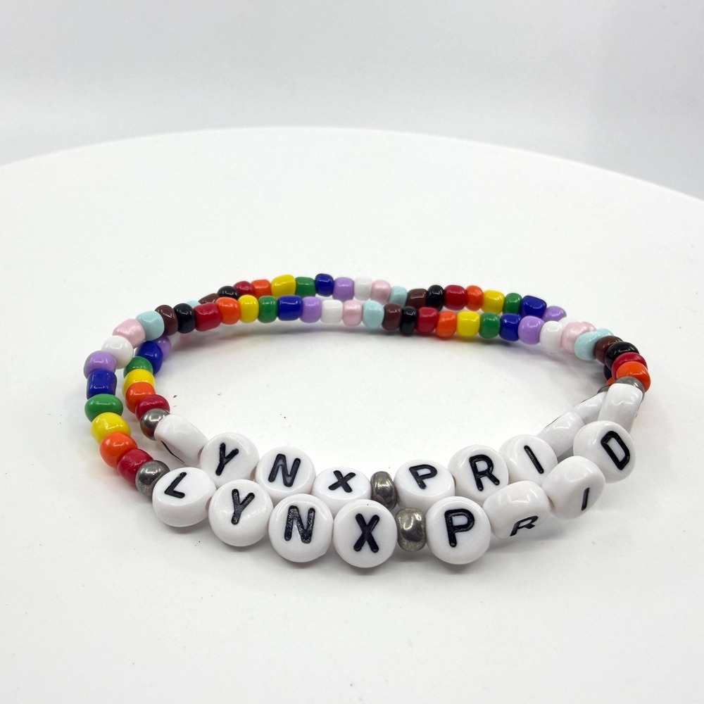 LYNX PRIDE Rainbow Beaded Bracelet Set - Y2K Festival Statement Gift
